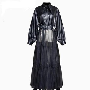 🆕Chic Faux Leather & Sheer Coat